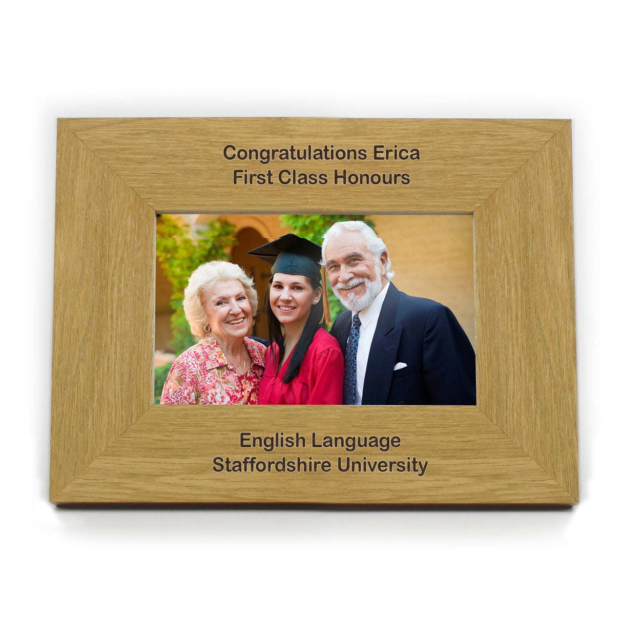 Personalised Long Message 6x4 Landscape Oak Finish Photo Frame: 5 - Photo Frames By Gift Moments
