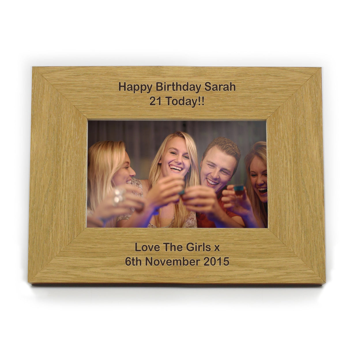 Personalised Long Message 6x4 Landscape Oak Finish Photo Frame: 3 - Photo Frames By Gift Moments