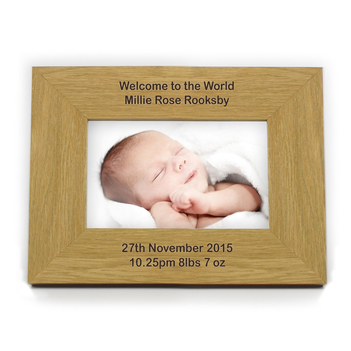 Personalised Long Message 6x4 Landscape Oak Finish Photo Frame: 7 - Photo Frames By Gift Moments