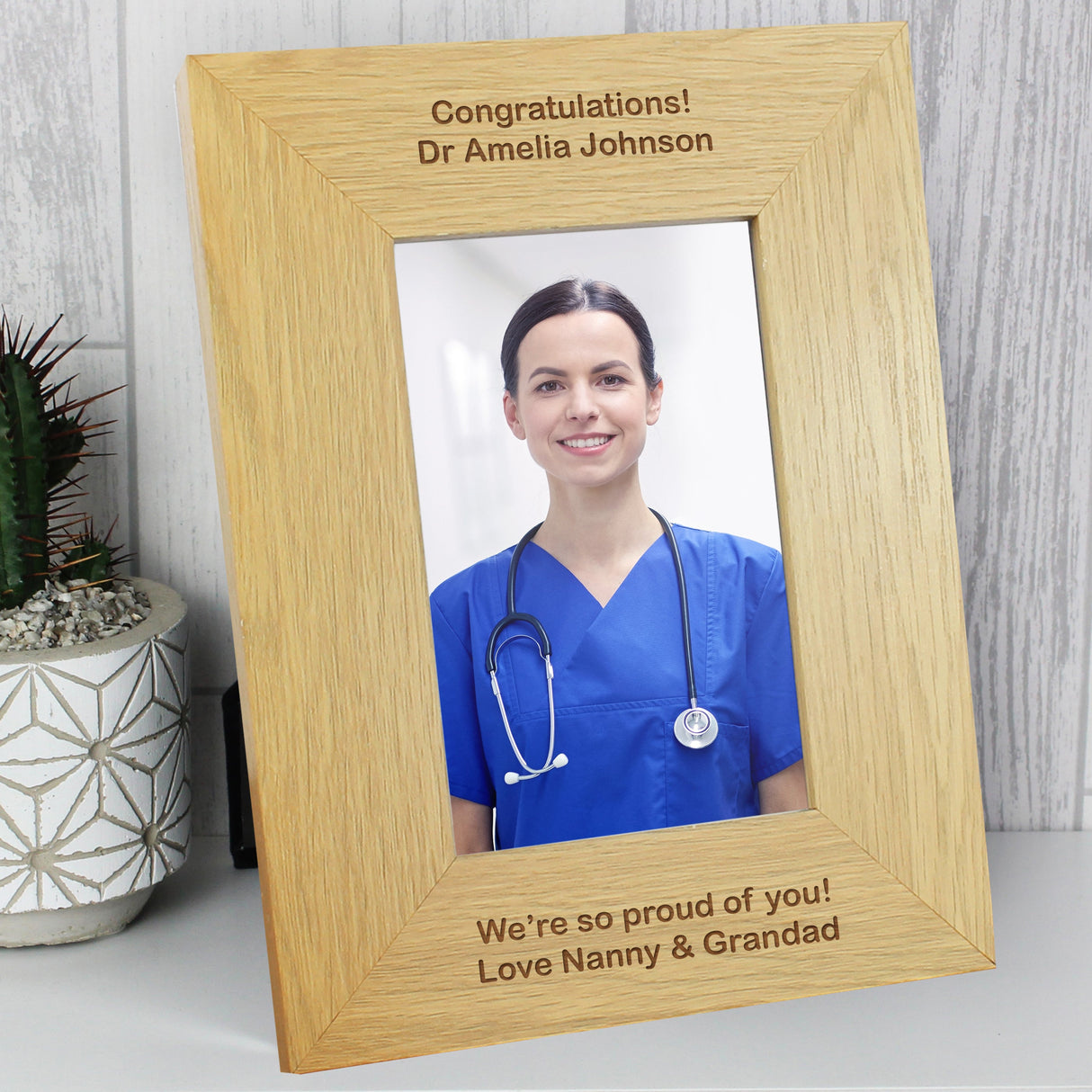 Personalised Long Message 6x4 Oak Finish Photo Frame: 1 - Photo Frames By Gift Moments
