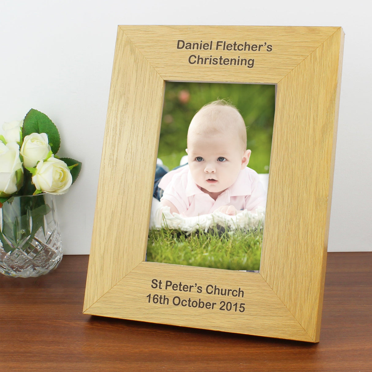 Personalised Long Message 6x4 Oak Finish Photo Frame: 2 - Photo Frames By Gift Moments