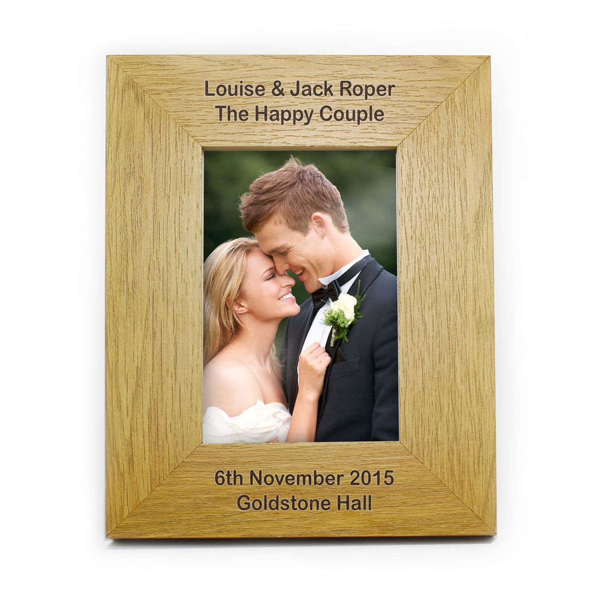Personalised Long Message 6x4 Oak Finish Photo Frame: 3 - Photo Frames By Gift Moments
