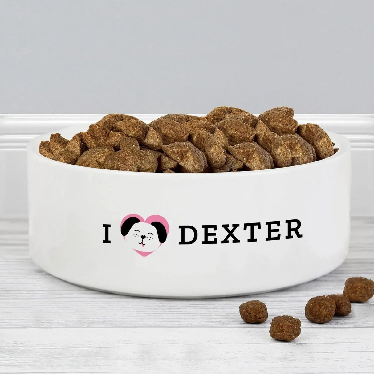 Personalised I Love my Dog - Cute Design 14cm Medium Ceramic White Pet Bowl - Shop Pet Products At Gift Moments - 1