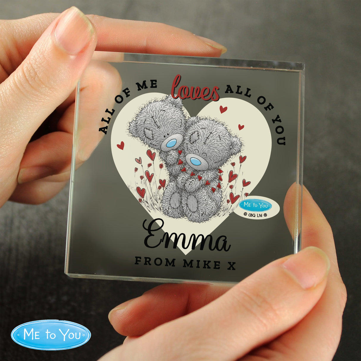 Personalised Me to You Love Heart Crystal Token: 2 - Crystal Tokens