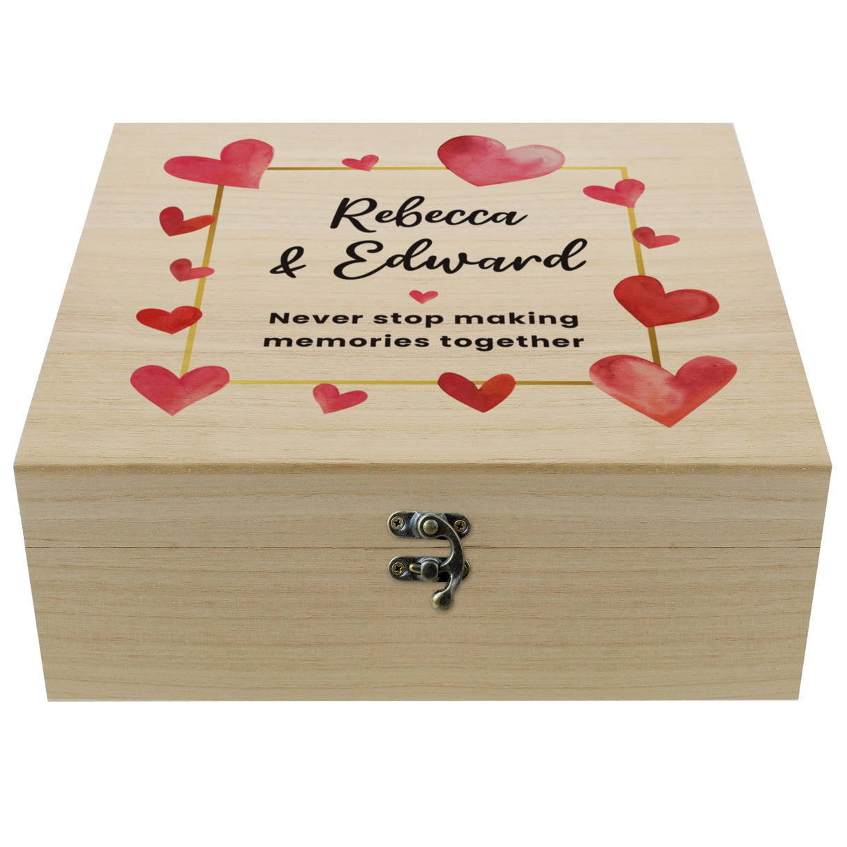 Personalised Love Hearts Keepsake Wooden Box - Shop Keepsake Boxes At Gift Moments - 5