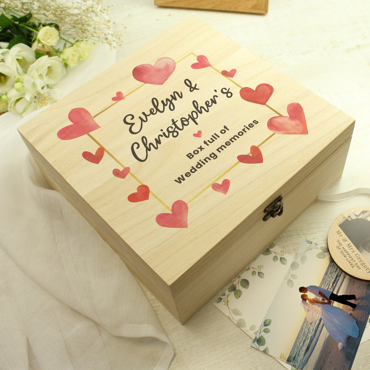 Personalised Love Hearts Keepsake Wooden Box - Shop Keepsake Boxes At Gift Moments - 4