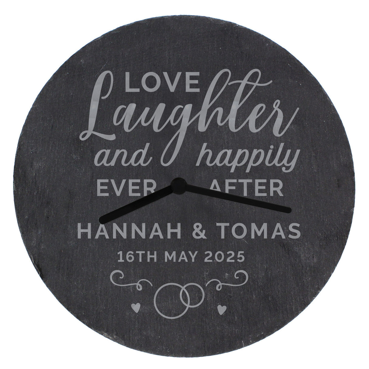 Personalised Love Laughter Slate Clock: 5 - Clocks By Gift Moments