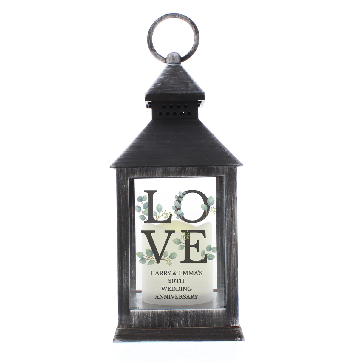 Personalised LOVE LED Black Lantern: 5 - LED Lighting By Gift Moments