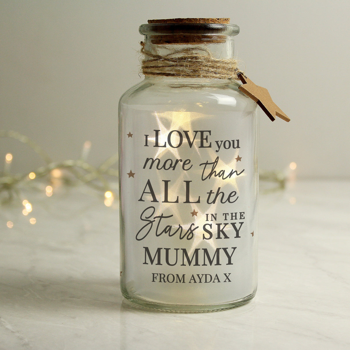 Personalised I Love You More... LED Glass Jar: 2 - LED Lighting By Gift Moments