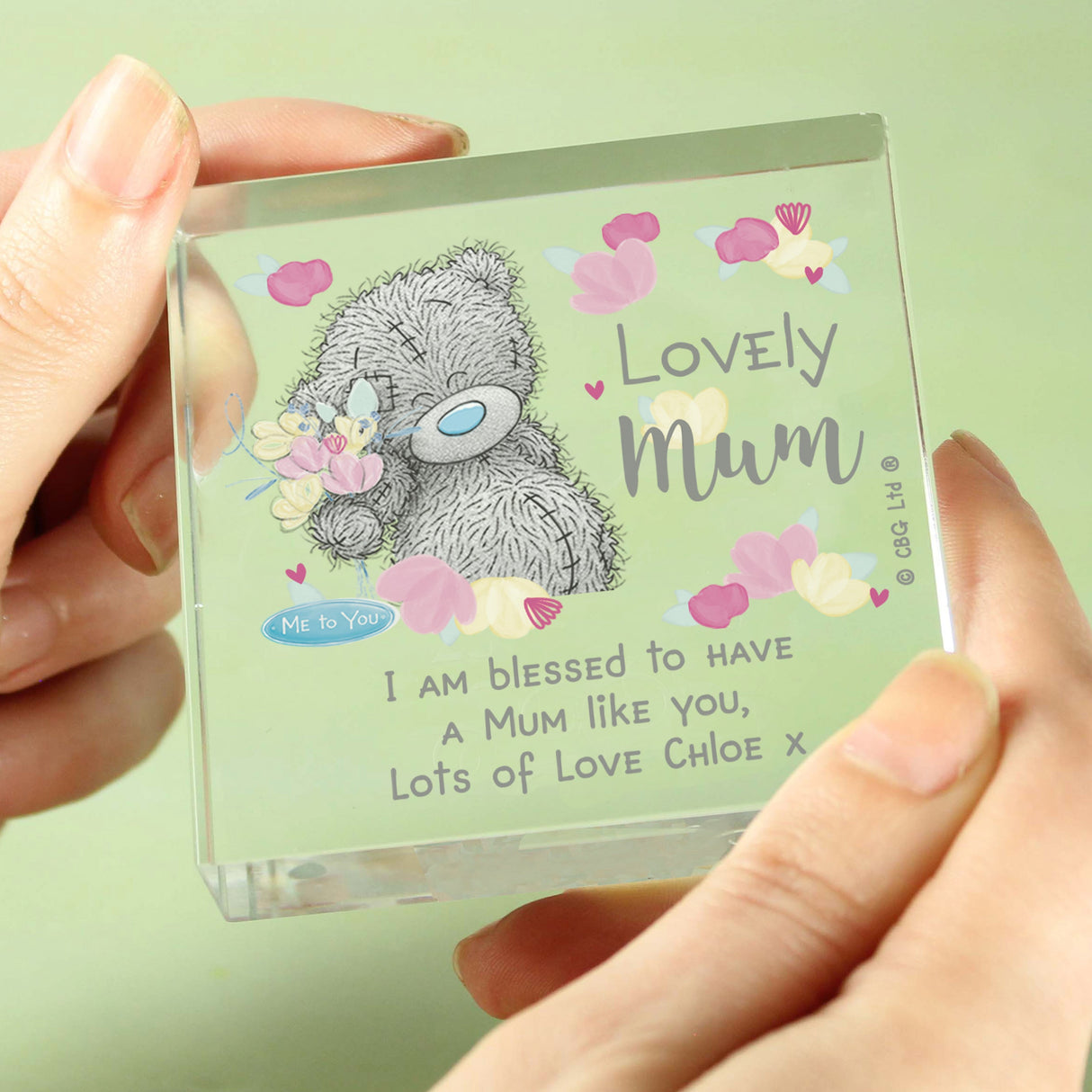 Personalised Me to You Lovely Mum Crystal Token: 2 - Crystal Tokens By Gift Moments