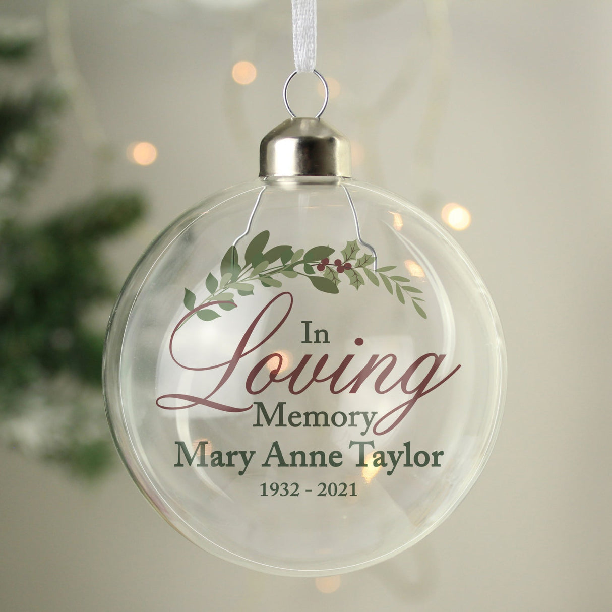 Personalised In Loving Memory Glass Bauble: 1 - Christmas Baubles By Gift Moments