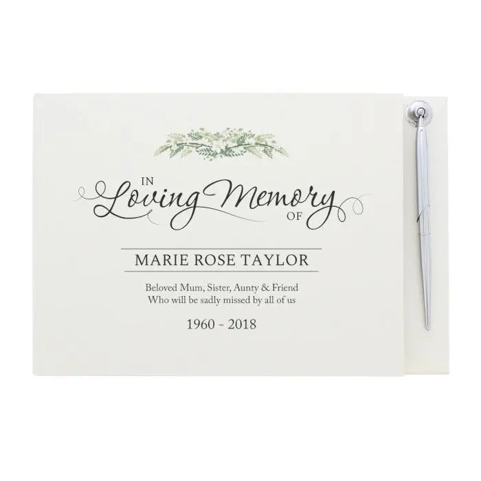 Personalised In Loving Memory Hardback Guest Book & Pen: 3 - Guest Books By Gift Moments