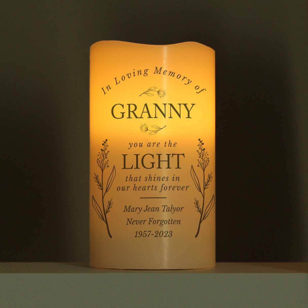 Personalised In Loving Memory LED Candle: 2 - LED Lighting By Gift Moments