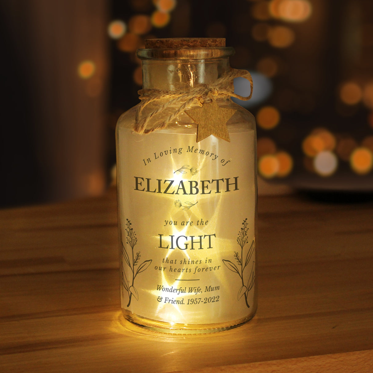 Personalised In Loving Memory LED Glass Jar: 1 - LED Lighting By Gift Moments