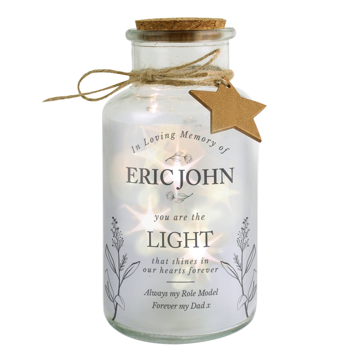 Personalised In Loving Memory LED Glass Jar: 6 - LED Lighting By Gift Moments