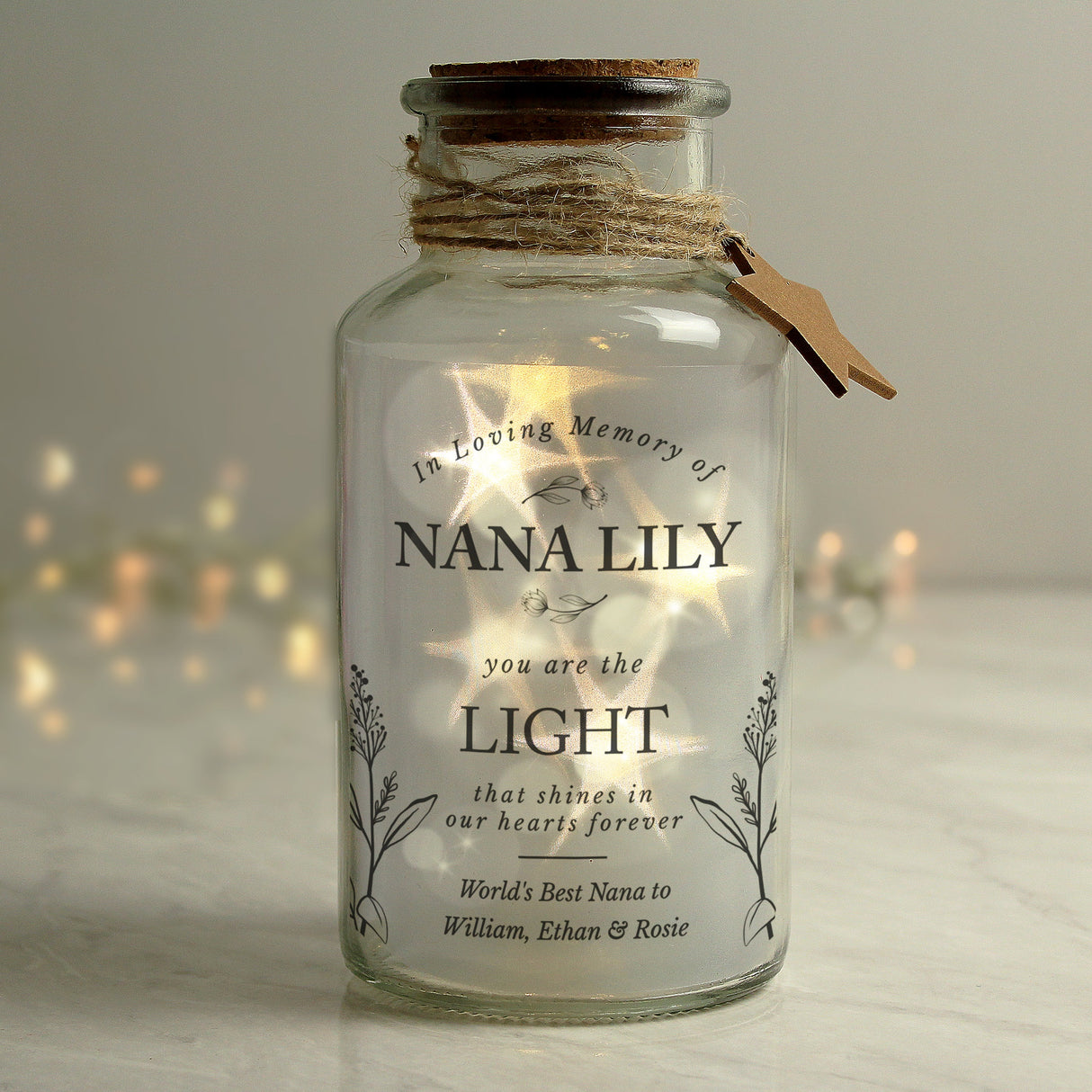 Personalised In Loving Memory LED Glass Jar: 4 - LED Lighting By Gift Moments