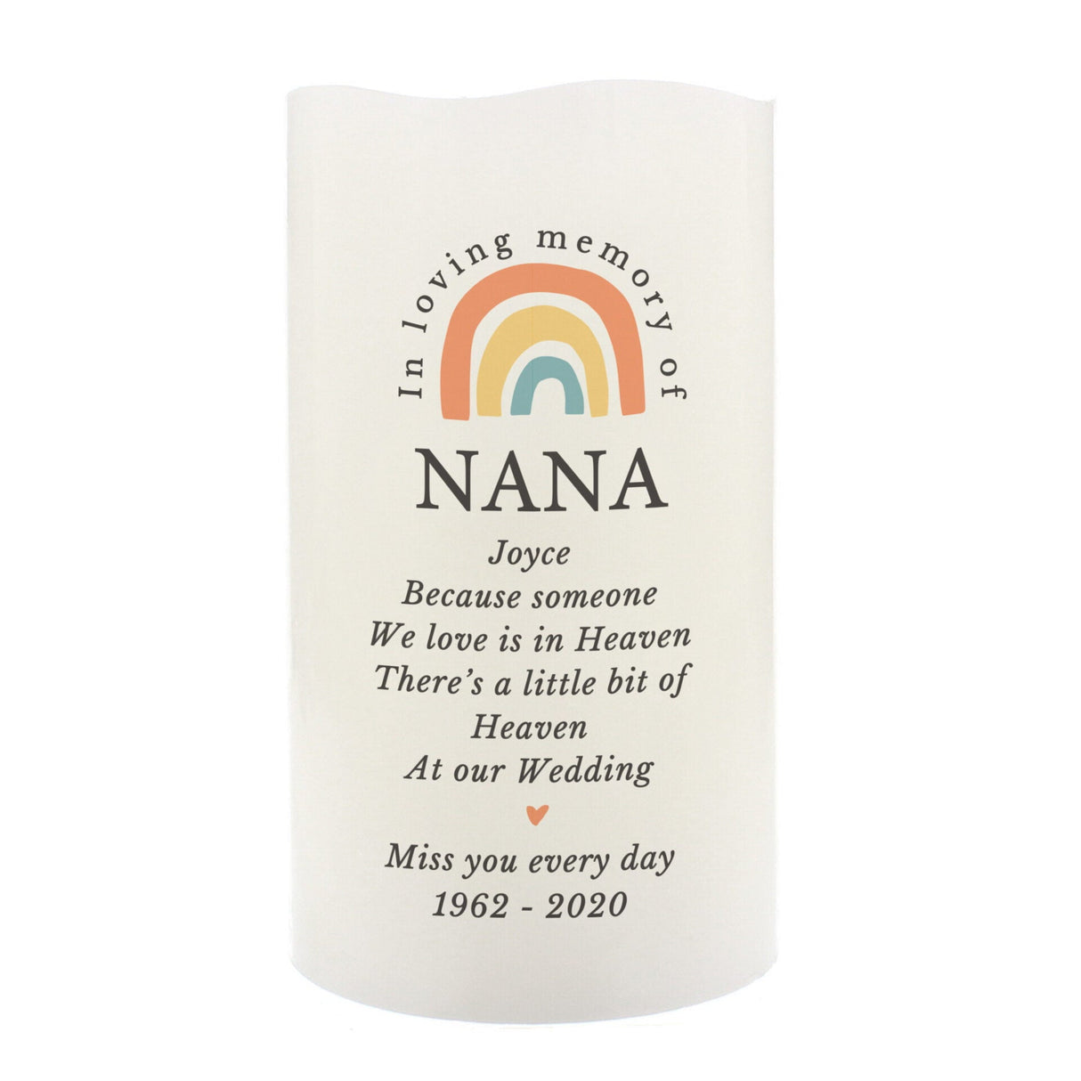 Personalised In Loving Memory Rainbow LED candle: 4 - LED Lighting By Gift Moments