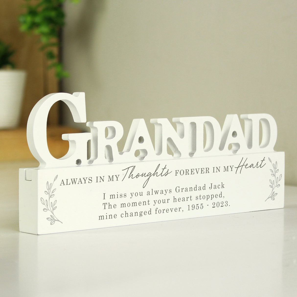Personalised In Loving Memory Wooden Grandad Ornament: 2 - Memorials By Gift Moments