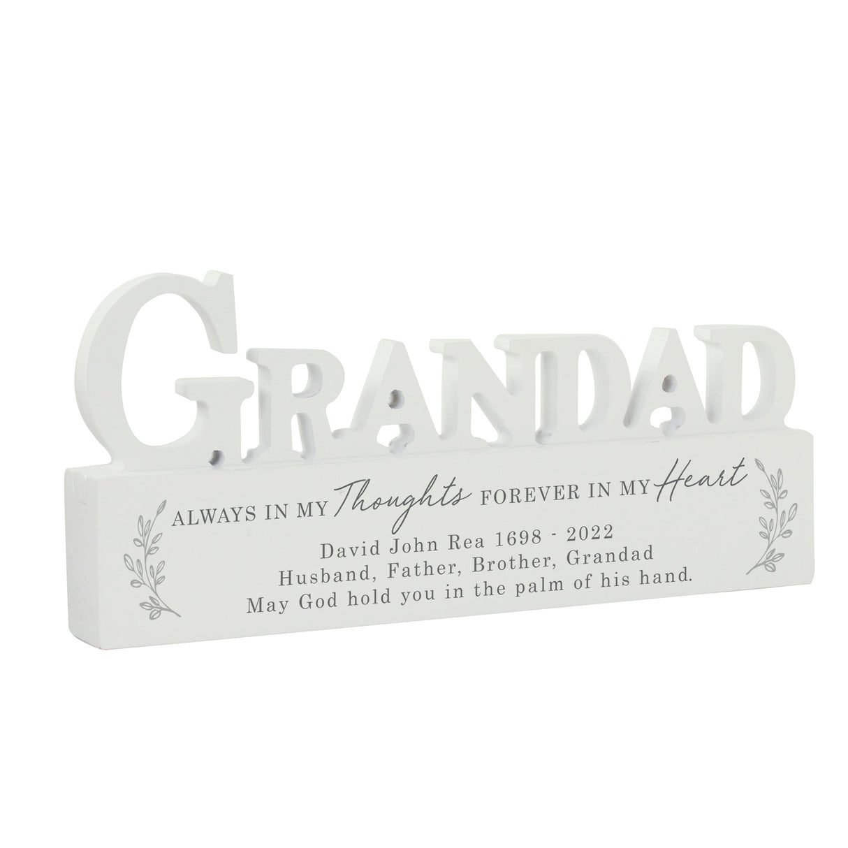 Personalised In Loving Memory Wooden Grandad Ornament: 3 - Memorials By Gift Moments