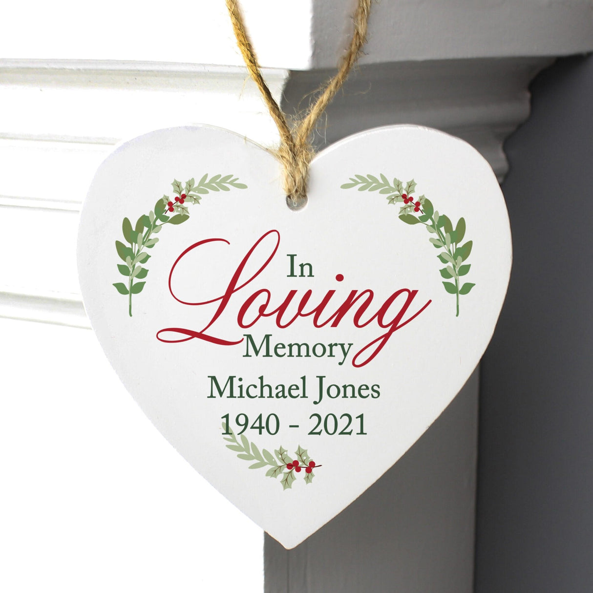 Personalised In Loving Memory Wooden Heart Decoration: 3 - Christmas Decorations By Gift Moments