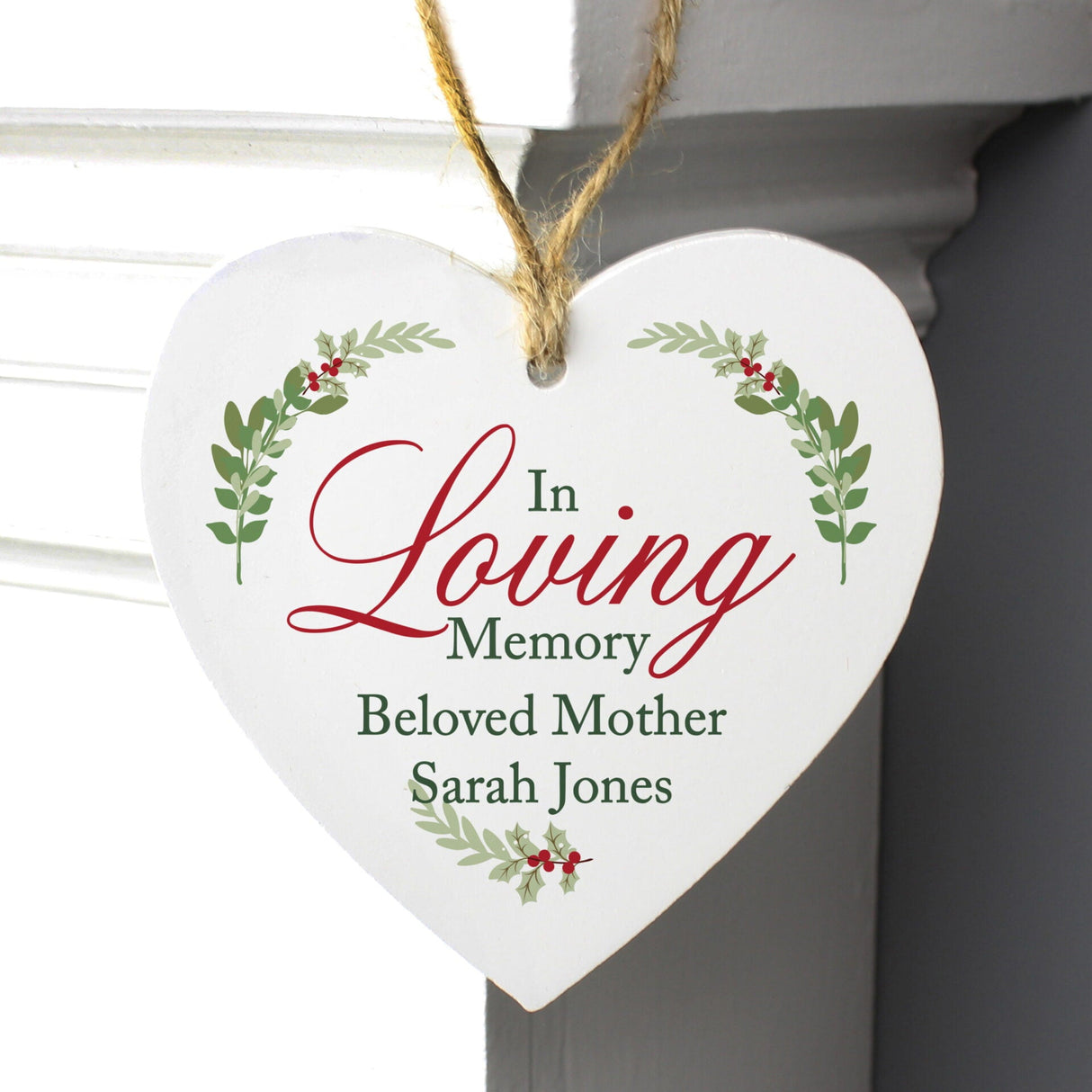 Personalised In Loving Memory Wooden Heart Decoration: 2 - Christmas Decorations By Gift Moments