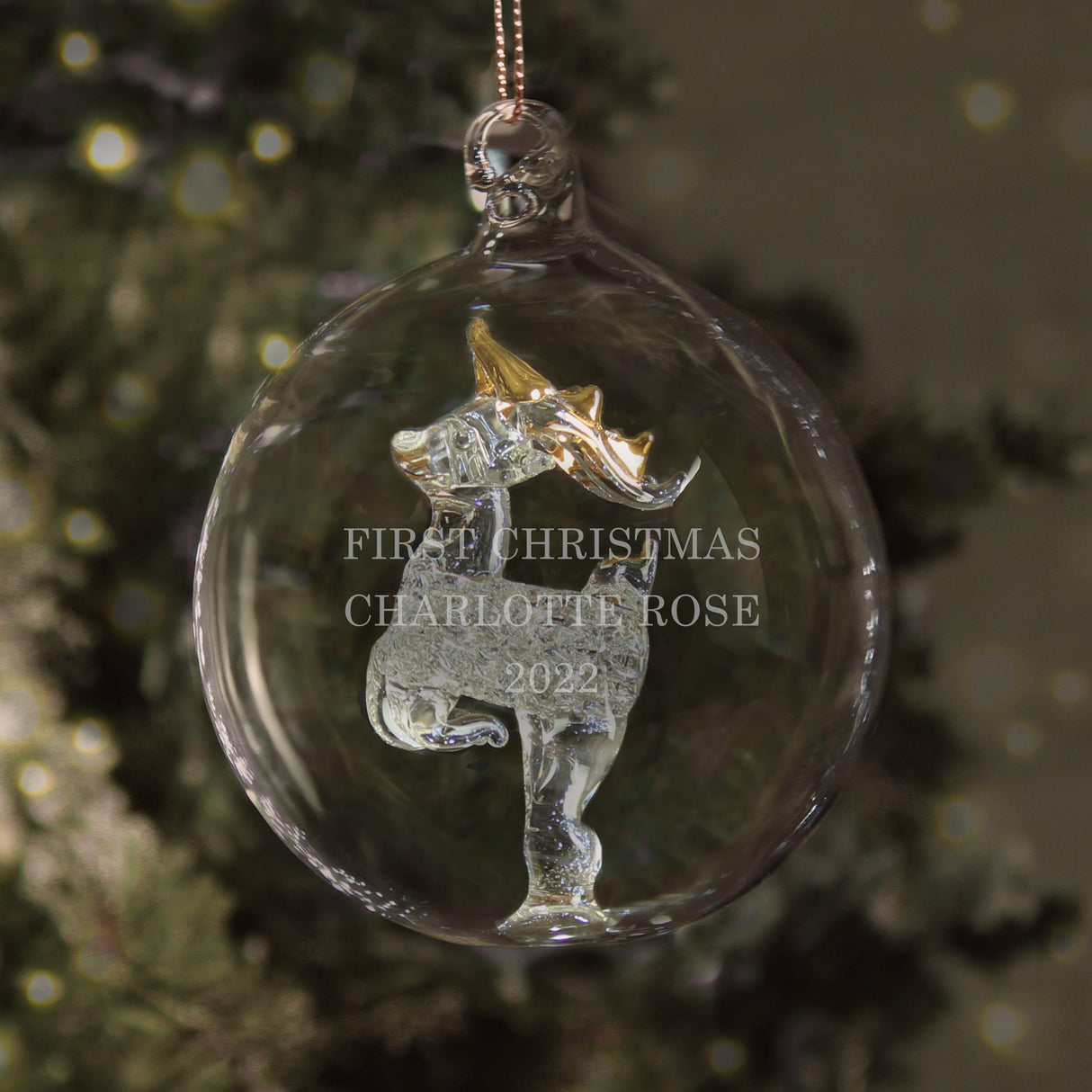 Personalised Luxury Glass Christmas Baubles - Reindeer - Shop Christmas Baubles At Gift Moments - 7