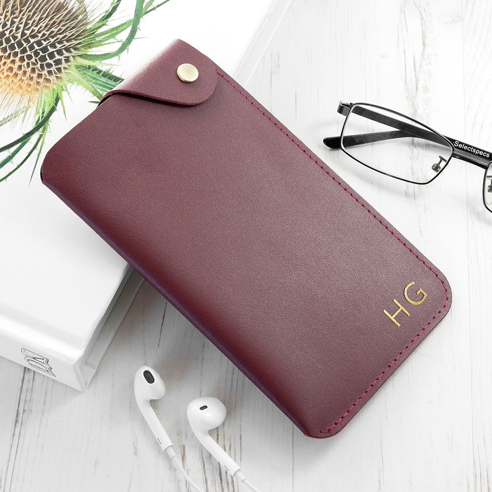 Personalised Luxury Leather Glasses Cases: 4 - Burgundy - Glasses Cases By Gift Moments