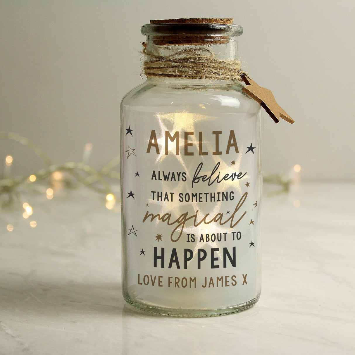 Personalised Magical Things Happen LED Glass Jar: 1 - LED Lighting By Gift Moments