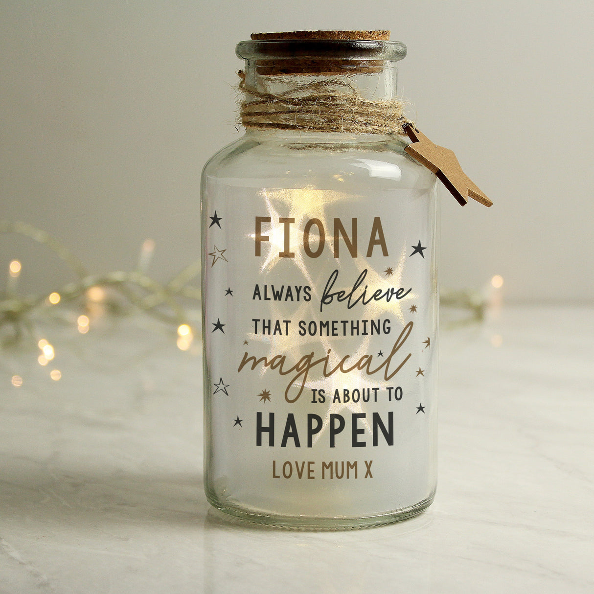 Personalised Magical Things Happen LED Glass Jar: 2 - LED Lighting By Gift Moments