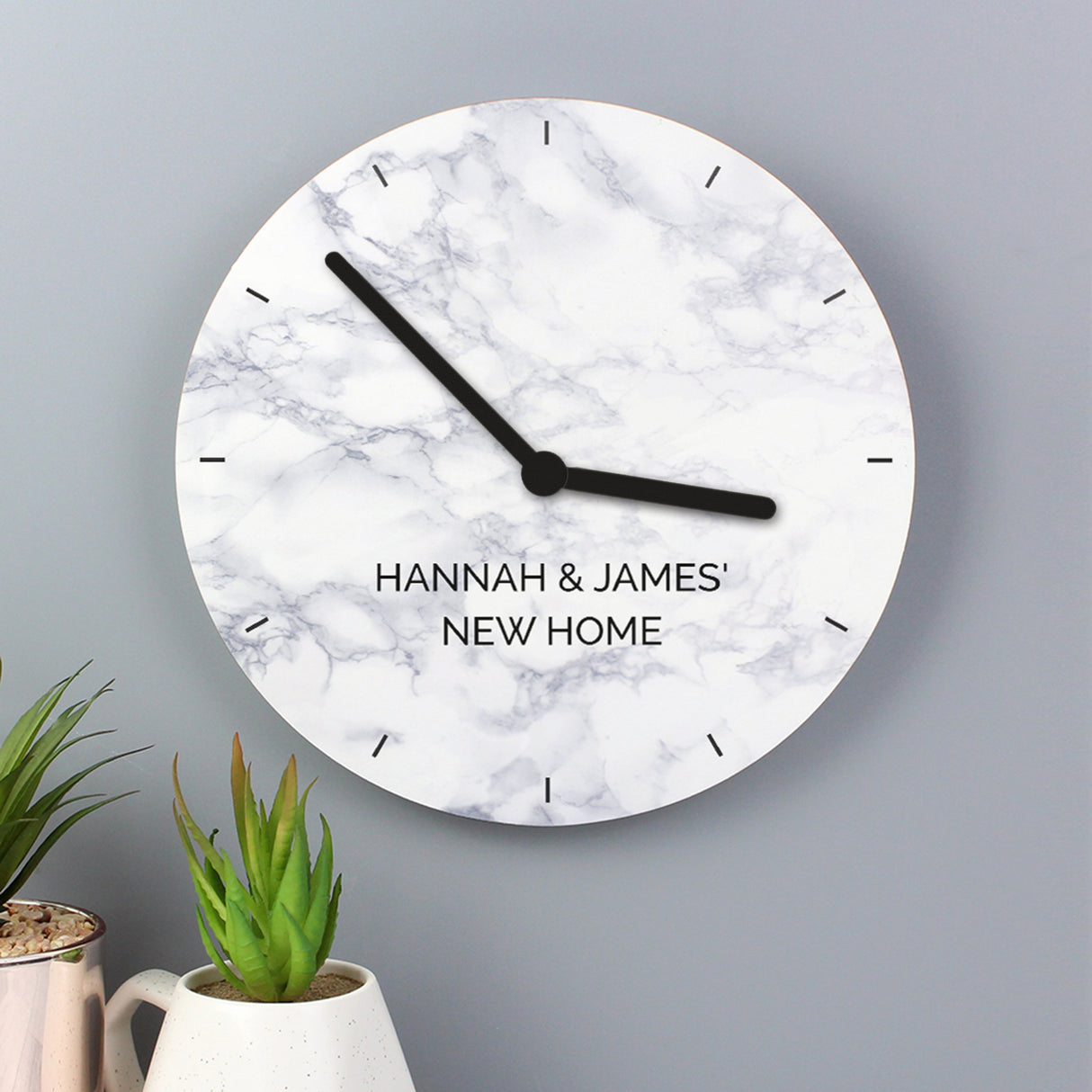 Personalised Marble Effect Wooden Clock: 4 - Clocks By Gift Moments