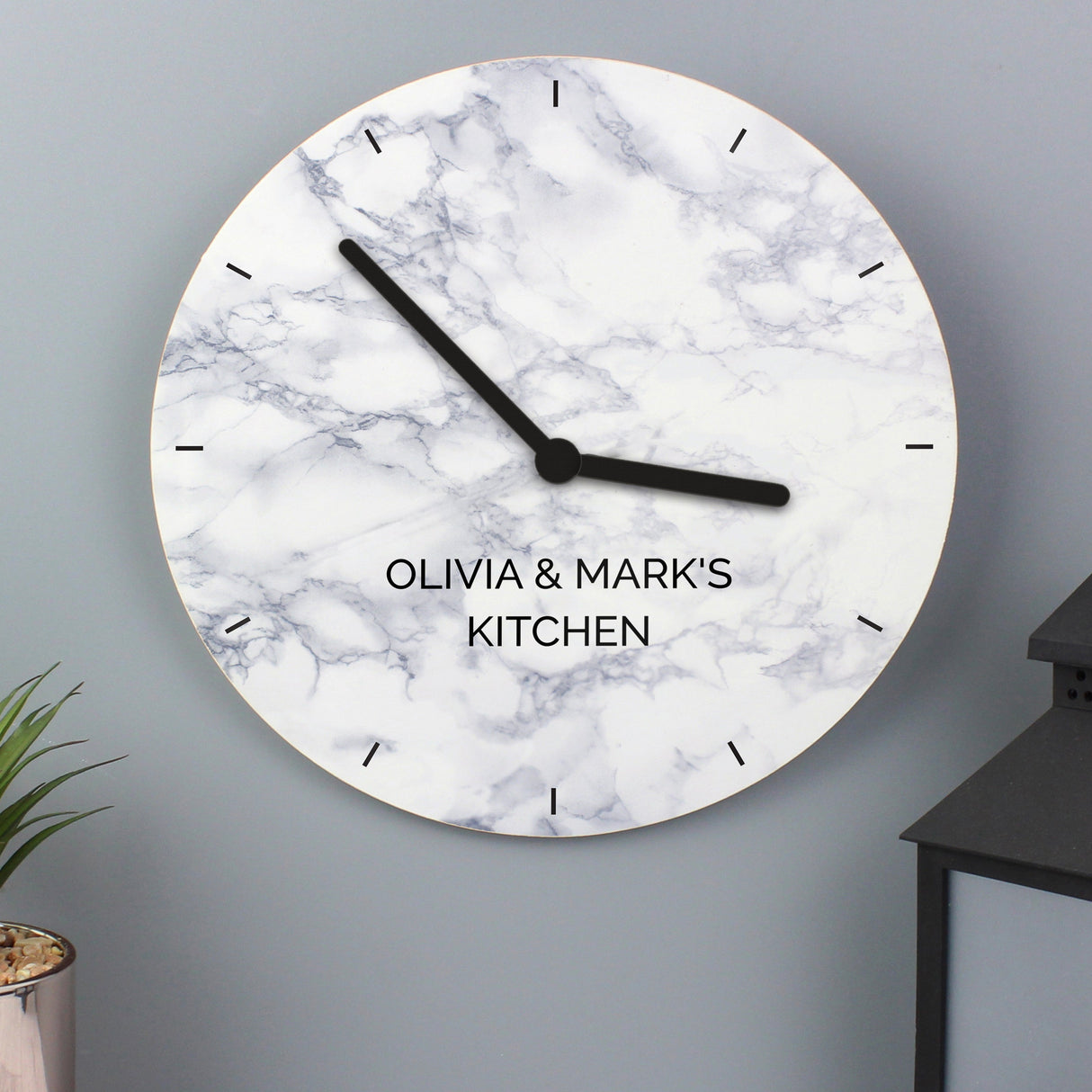 Personalised Marble Effect Wooden Clock: 2 - Clocks By Gift Moments