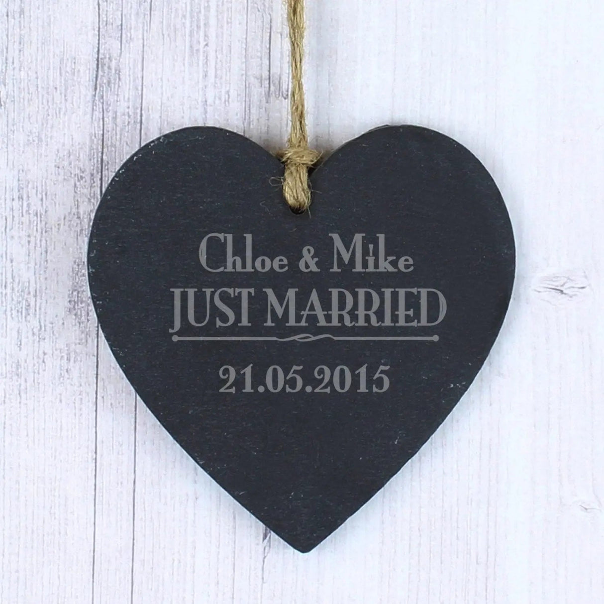 Personalised Just Married... Slate Heart Decoration - Shop Decorations At Gift Moments - 1