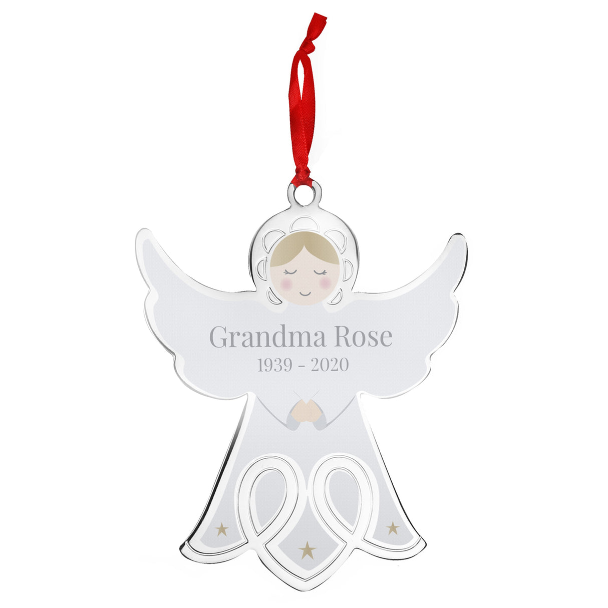 Personalised Memorial Angel Metal Decoration: 2 - Christmas Decorations By Gift Moments