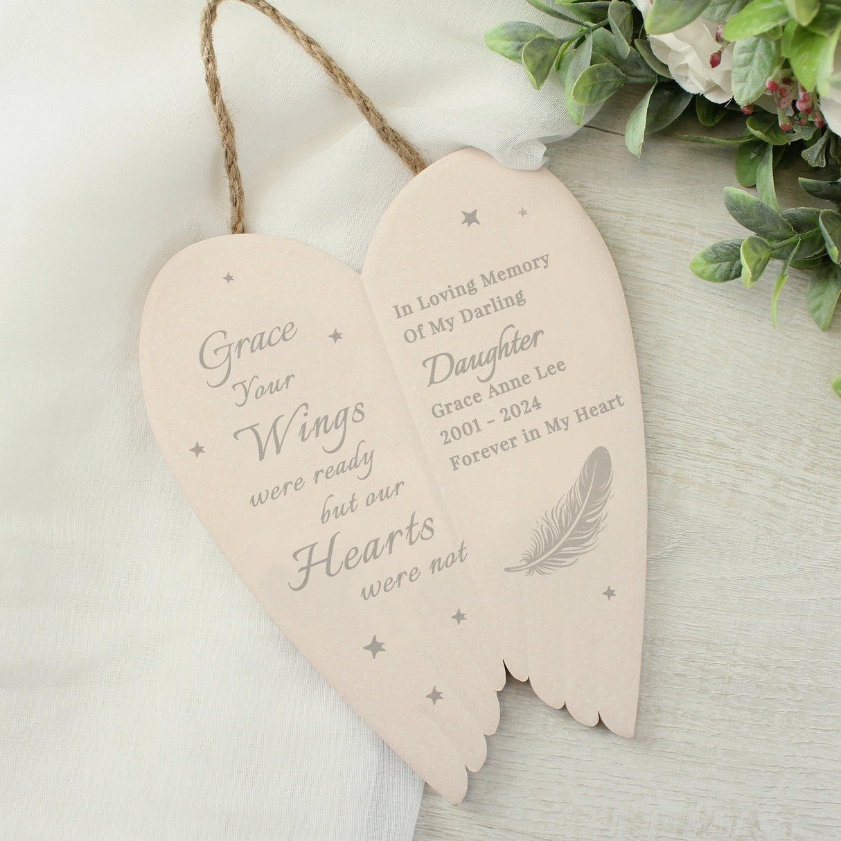 Personalised Memorial Angel Wings Hanging Ornament: 3 - Ornaments By Gift Moments
