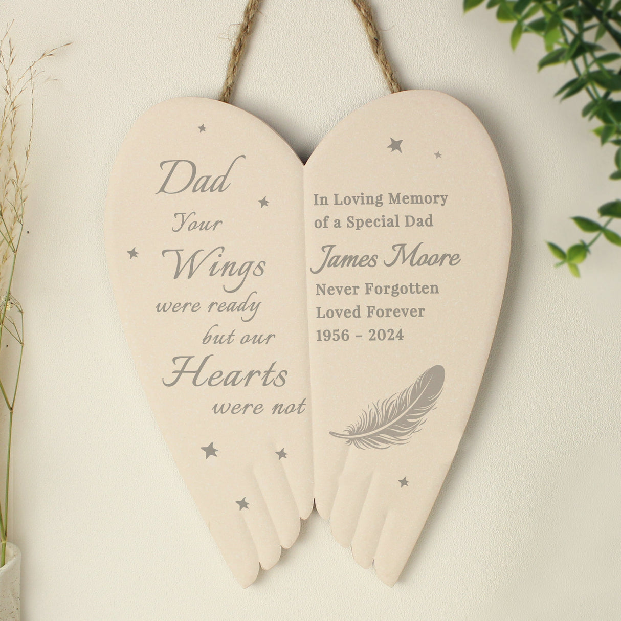 Personalised Memorial Angel Wings Hanging Ornament: 1 - Ornaments By Gift Moments