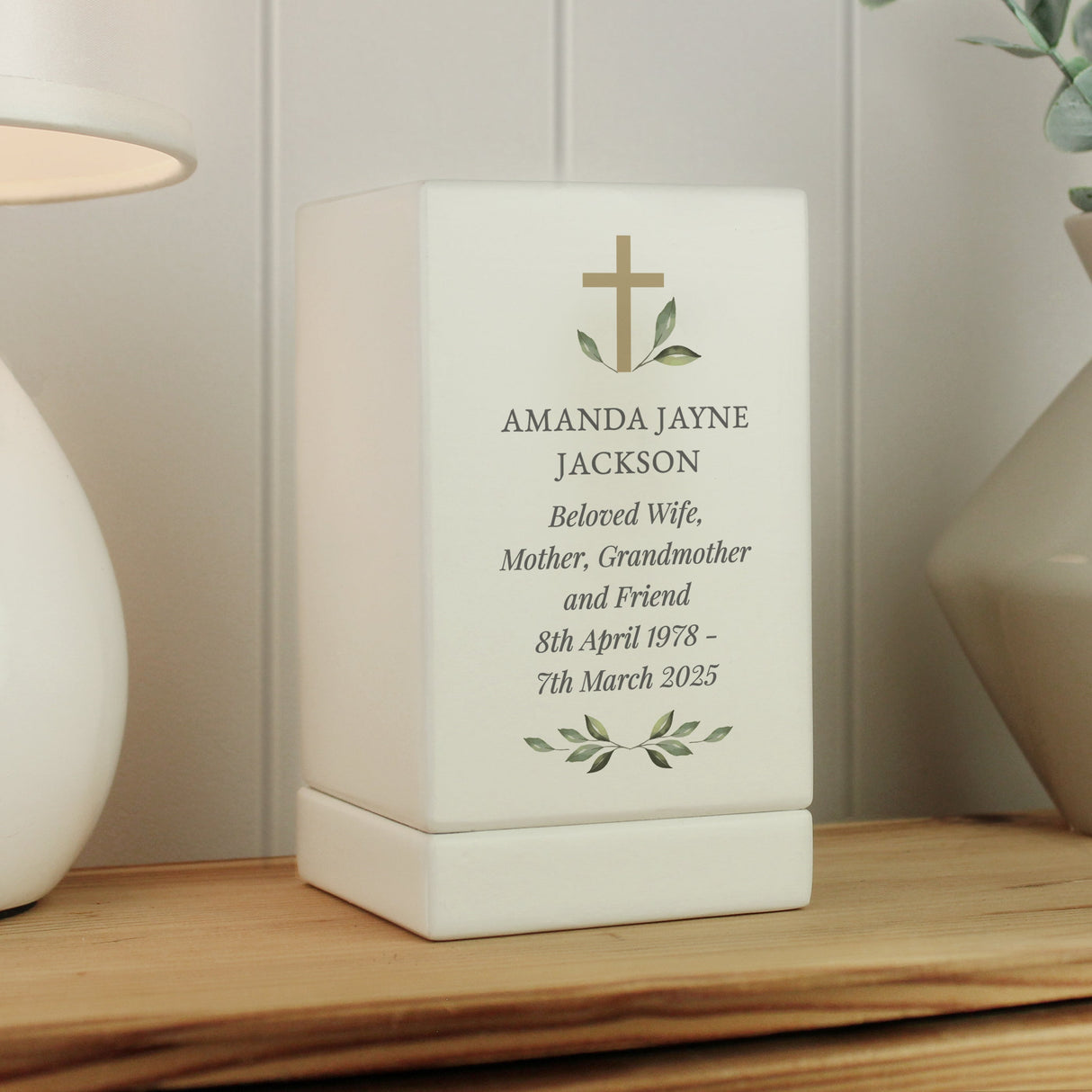 Personalised Memorial Cross Small Wooden Urn: 1 - Urns By Gift Moments