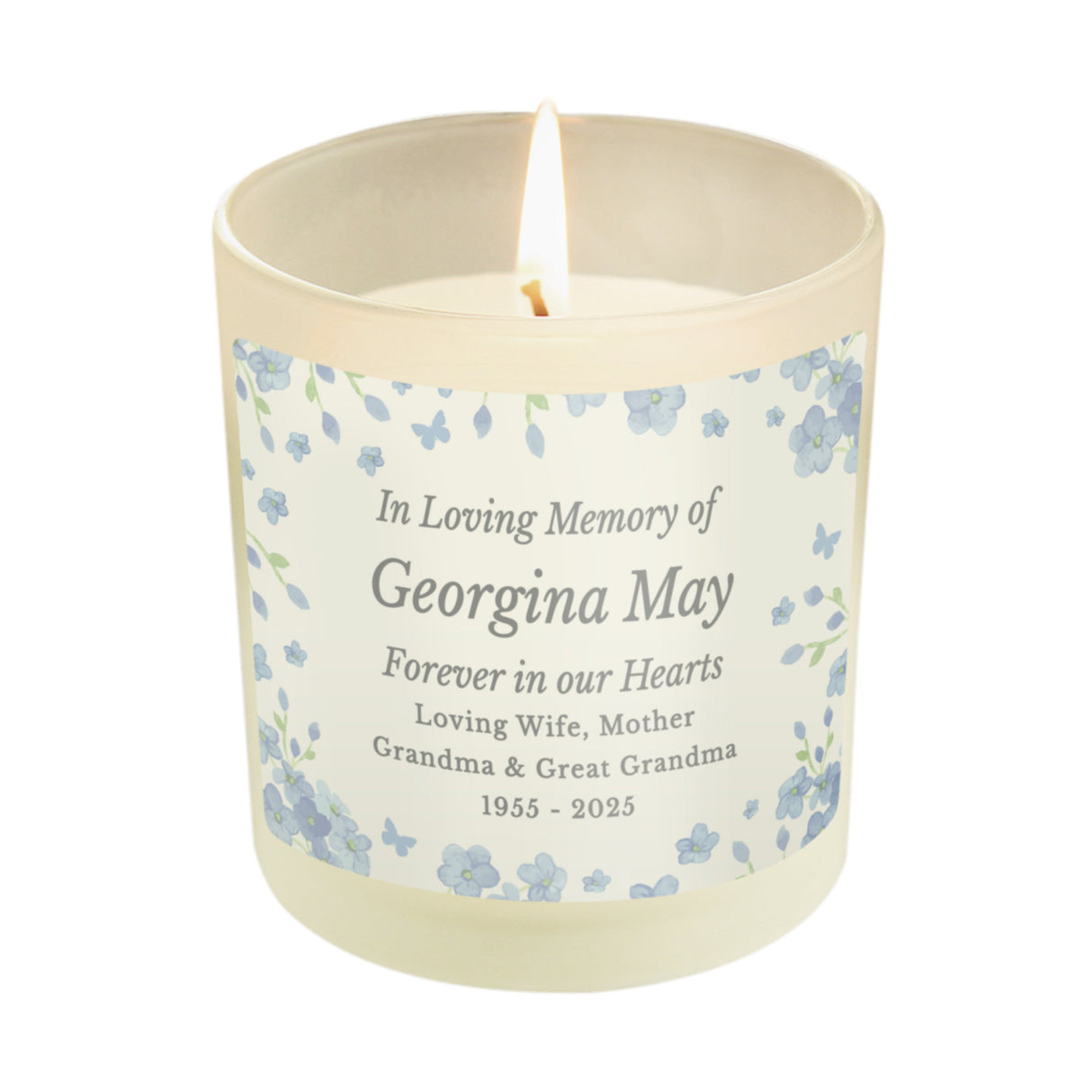 Personalised Memorial Forget Me Not Candle Jar: 5 - Candles By Gift Moments