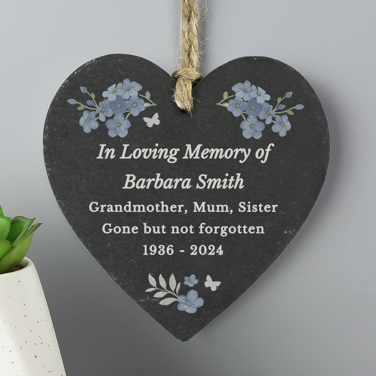 Personalised Memorial Forget Me Not Slate Heart - Shop Decorations At Gift Moments - 1