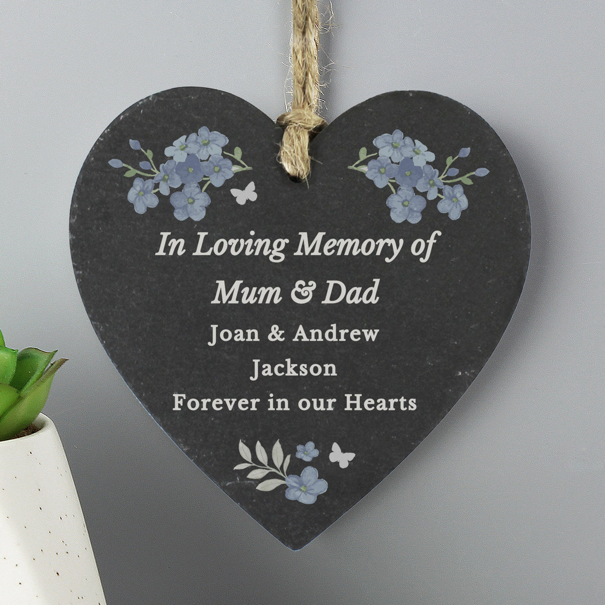 Personalised Memorial Forget Me Not Slate Heart - Shop Decorations At Gift Moments - 4