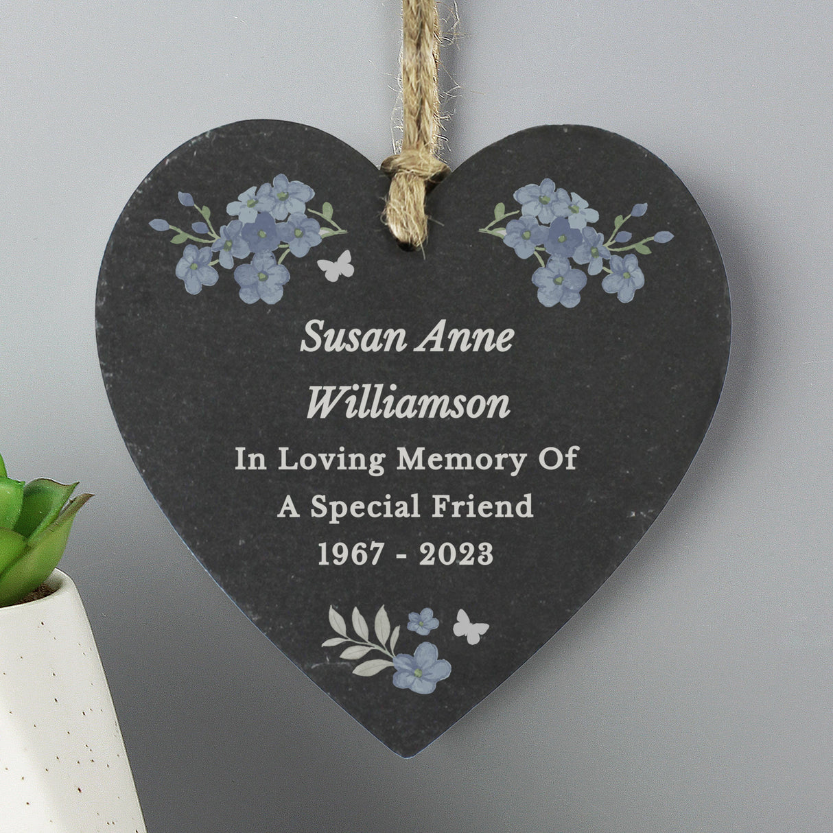 Personalised Memorial Forget Me Not Slate Heart - Shop Decorations At Gift Moments - 2