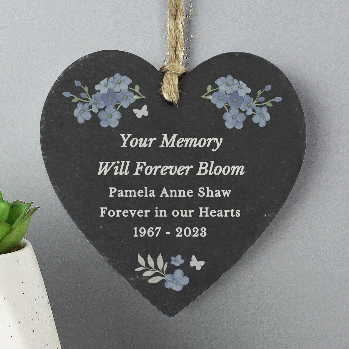 Personalised Memorial Forget Me Not Slate Heart - Shop Decorations At Gift Moments - 3