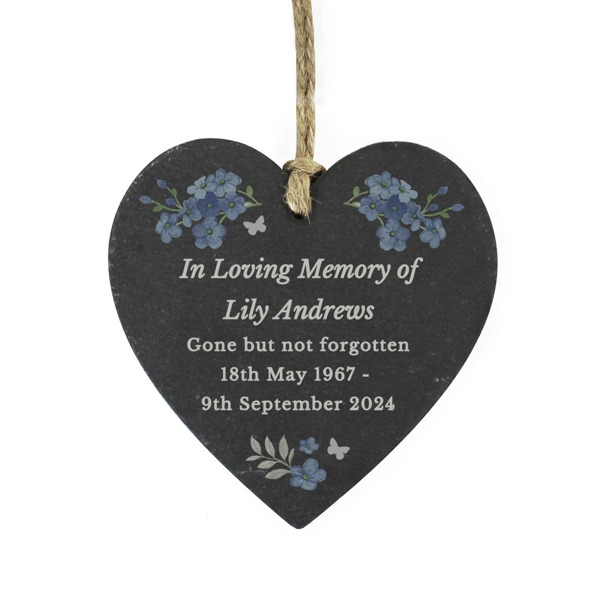Personalised Memorial Forget Me Not Slate Heart - Shop Decorations At Gift Moments - 5