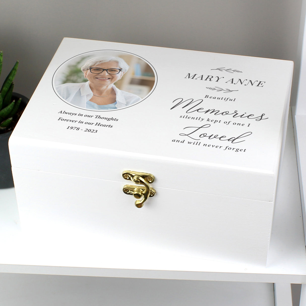Personalised Memorial Photo Upload White Wooden Box - Shop Keepsake Boxes At Gift Moments - 4