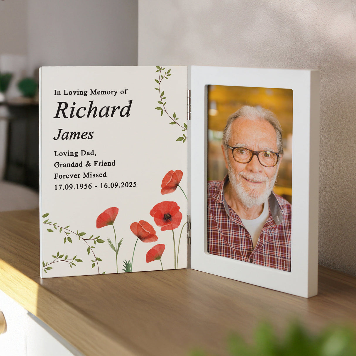 Personalised Memorial Wooden Hinged 6x4 Photo Frame: 1 - Photo Frames By Gift Moments