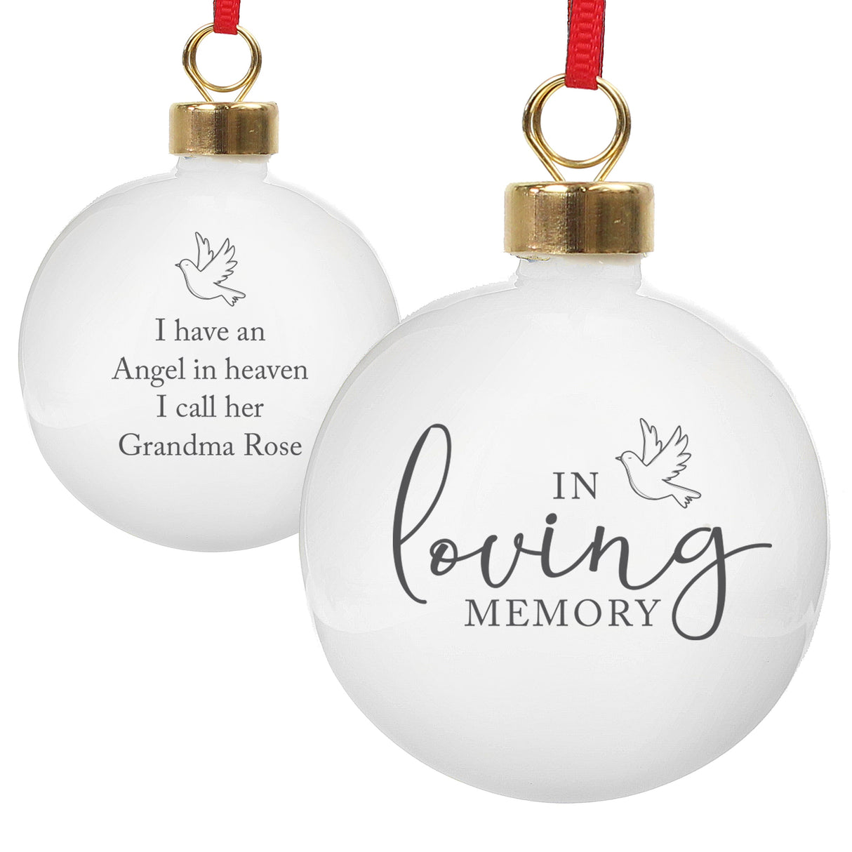 Personalised Memory Doves Bauble: 5 - Christmas Baubles By Gift Moments