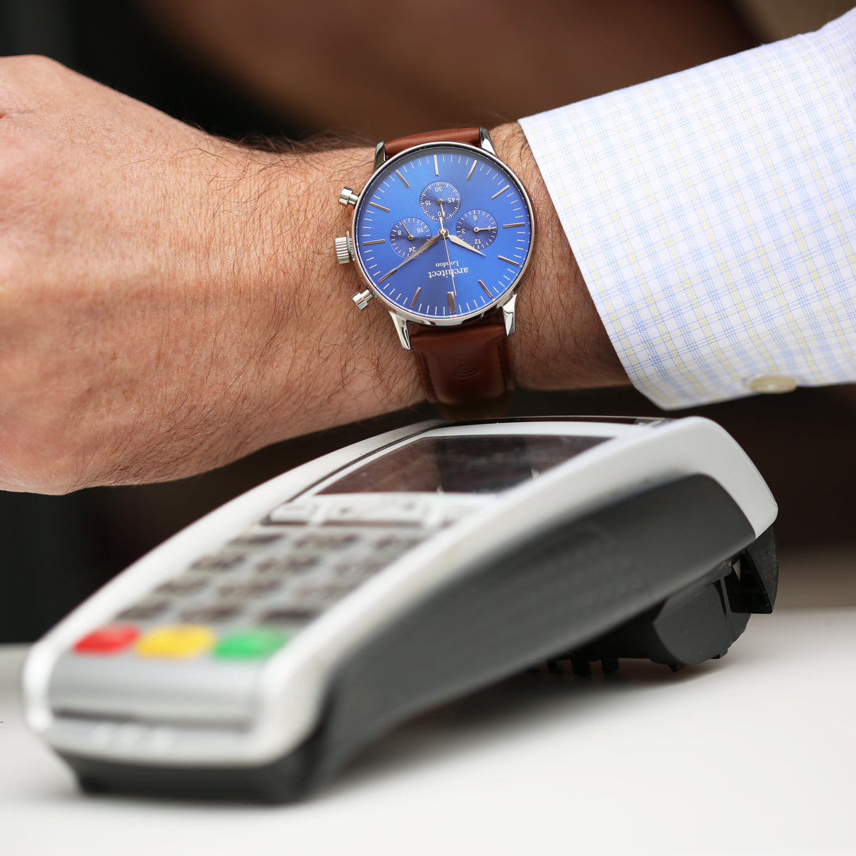 Personalised Men’s Architect Blue Motivator Walnut Contactless Payment Watch - Shop Watches At Gift Moments - 5