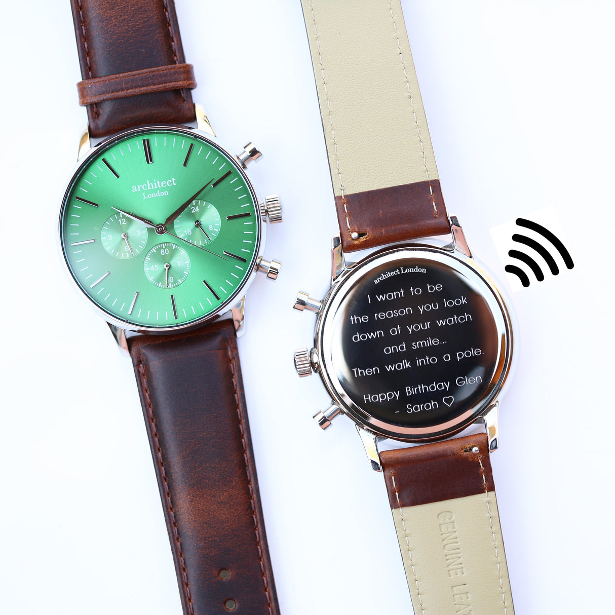 Personalised Men’s Architect Green Motivator Walnut Contactless Payment Watch - Shop Watches At Gift Moments - 2