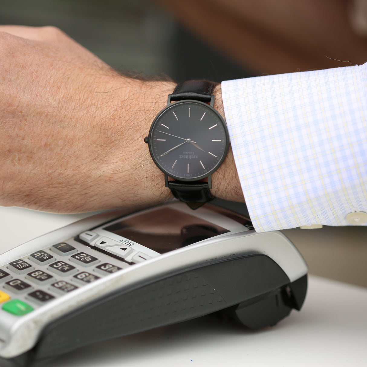 Personalised Men’s Architect Minimalist Black Contactless Payment Watch - Shop Watches At Gift Moments - 1