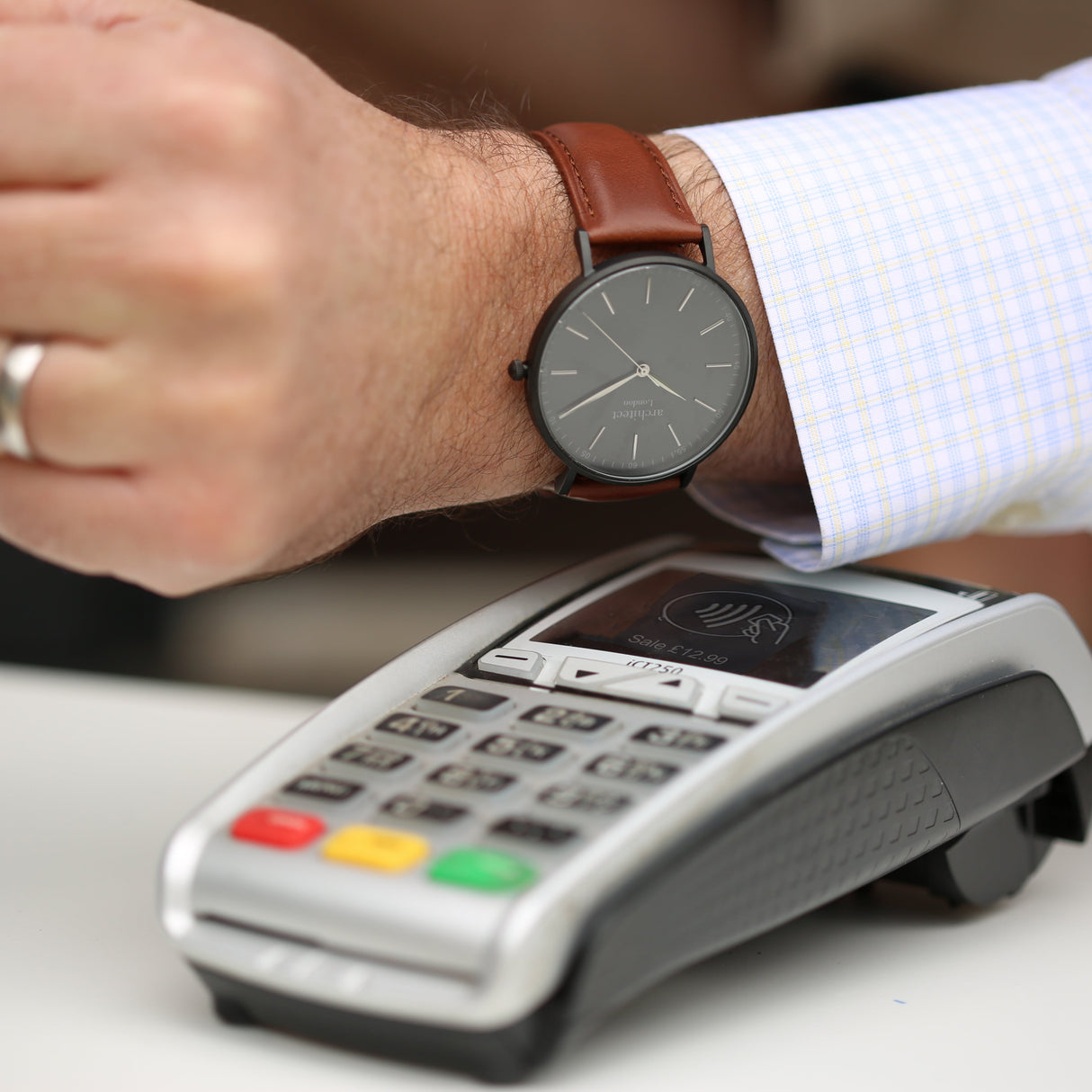 Personalised Men’s Architect Minimalist Walnut Contactless Payment Watch - Shop Watches At Gift Moments - 1