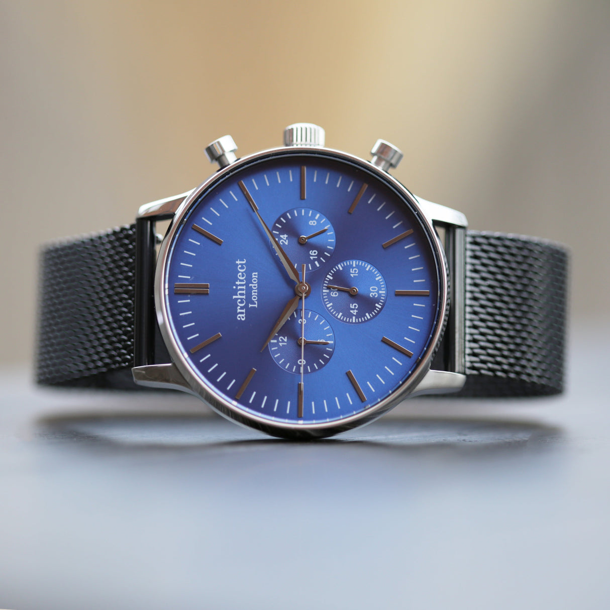 Personalised Men’s Architect Motivator Blue Face Black Strap - Shop Watches At Gift Moments - 2